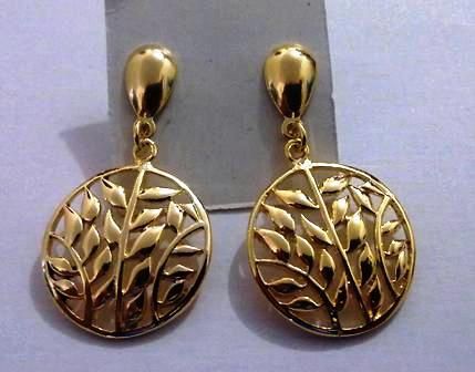 Argola Dourados Folhas Redo.. - Cod. 6520